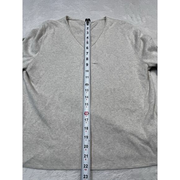 VTG J Jill Rib Knit V-Neck Sweater L Made In Hong Kong Minimalist Cream Pullover - Picture 6 of 10